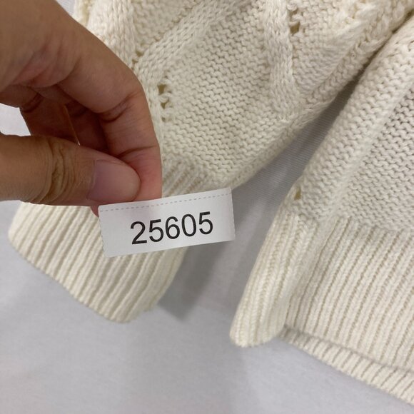 Soft Surroundings Large Preppy Embellished Meryl Cable Cardigan in Ivory Pearl - Picture 10 of 10